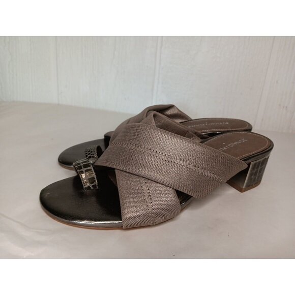 Donald J Pliner Toto Womens 8.5 M Gold Metallic Strappy Sandals Toe Ring Slip On - Picture 3 of 9